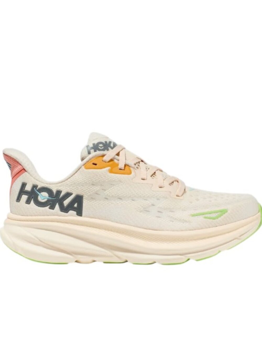 Hoka One One Women's Sneakers Cream with Gray, Green & Coral Accents
